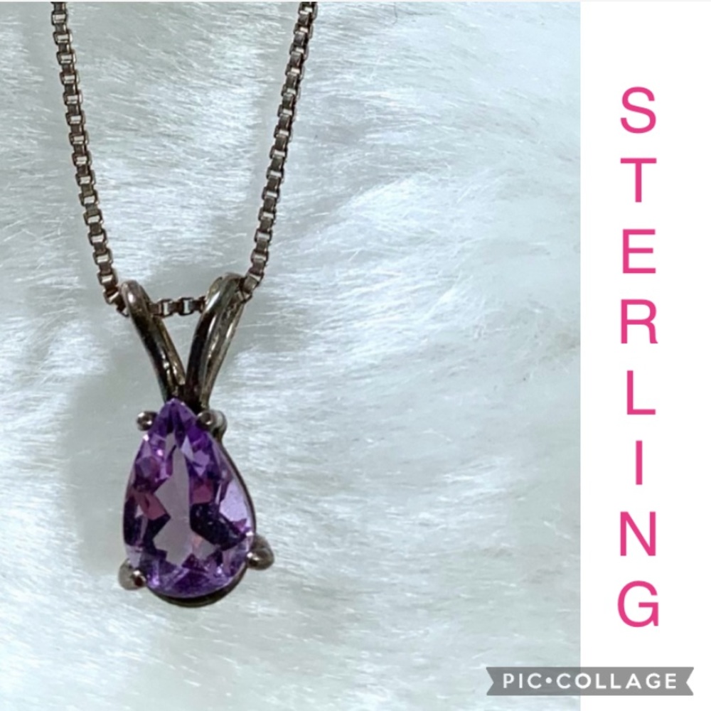 Made in Italy sterling silver & Amethyst pendant